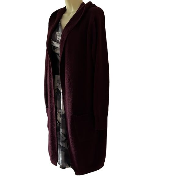 Forever 21 Contemporary Burgundy Hooded Cardigan Juniors Size XL - Picture 3 of 10